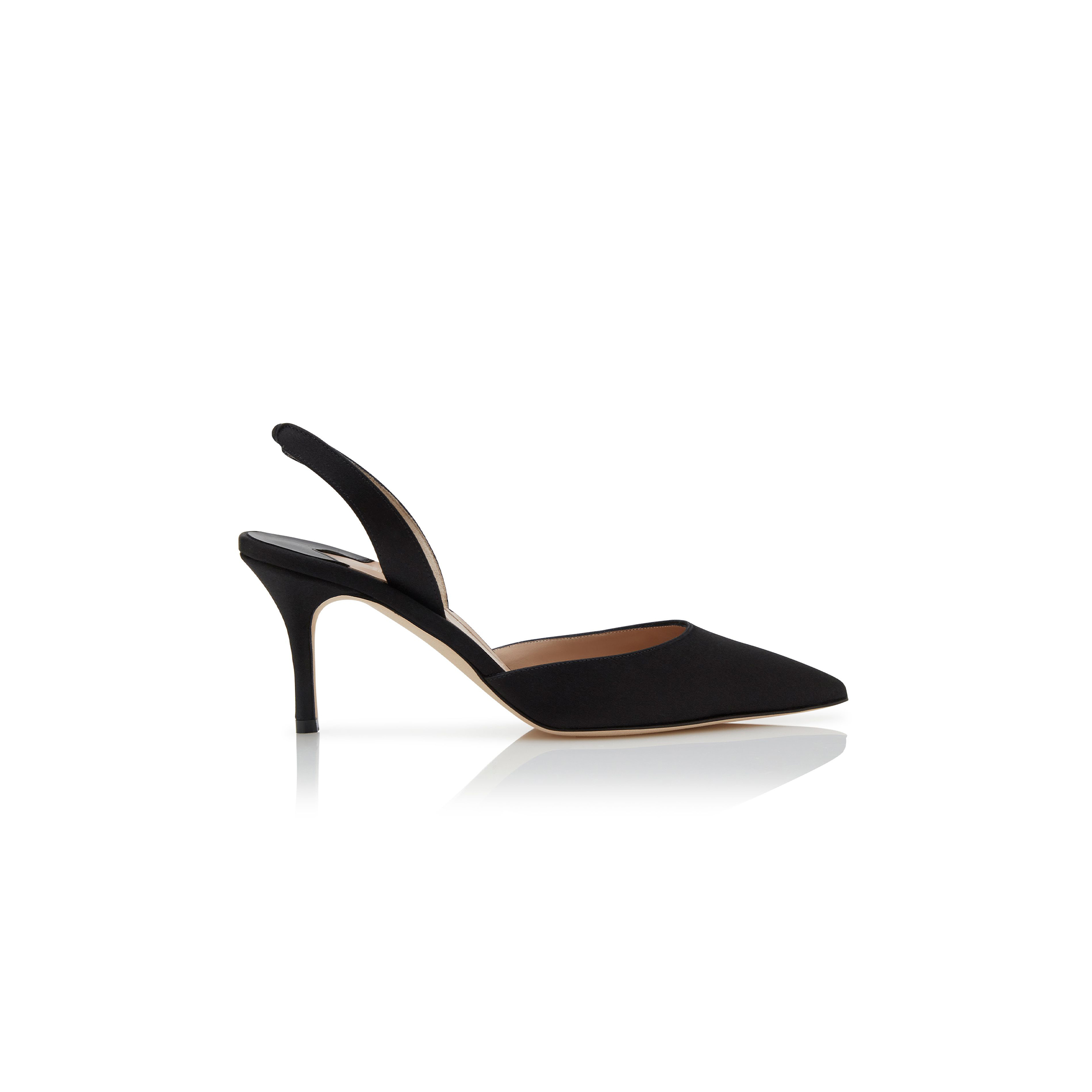 MANOLO BLAHNIK CAROLYNE 70 BLACK SATIN SLINGBACK PUMPS 423-1805-0001 MANOLO BLAHNIK CAROLYNE 70 BLACK SATIN SLINGBACK PUMPS 423-1805-0001